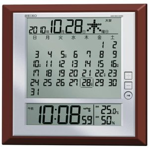 画像1: マンスリーカレンダー　（１ヶ月カレンダー）　機能搭載 SEIKO電波クロック 月めくりや六曜表示　SQ421B