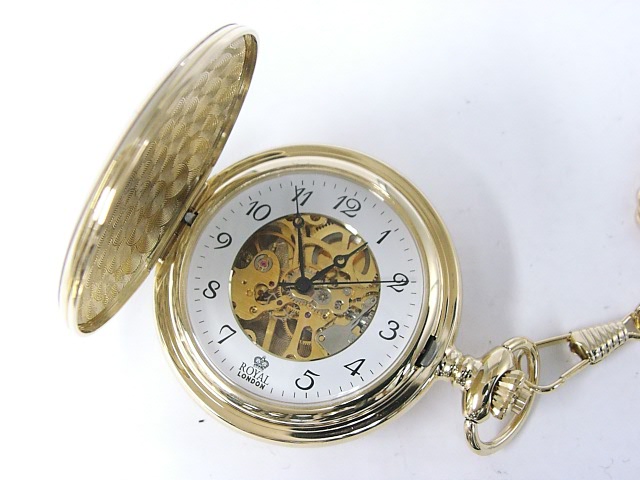 ROYAL LONDON ロイヤルロンドン 手巻き式提げ時計 両面スケルトン 02800374