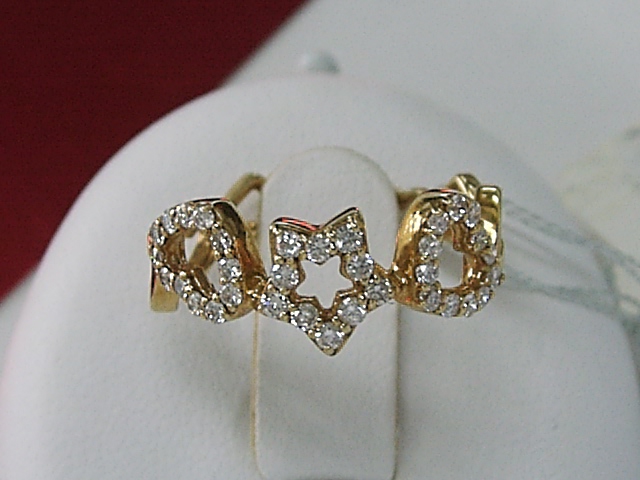 画像1: 18金（K18)　ダイヤモンド　ハート＆星　デザイン　リング　イエローゴールド　指輪